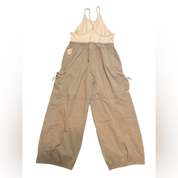 Free People Movement Back Packer Jumpsuit Muted Beige Size Med. NWT - Picture 5 of 11